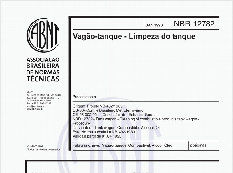 Vagão-tanque - Limpeza do tanque - Procedimento