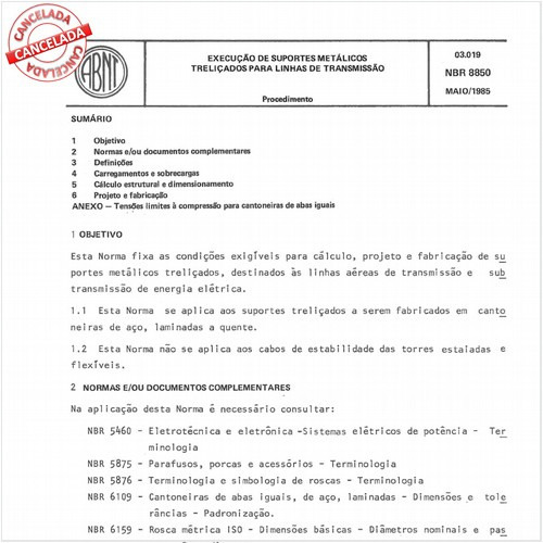 Execução de suportes metálicos trelicados para linhas de transmissão