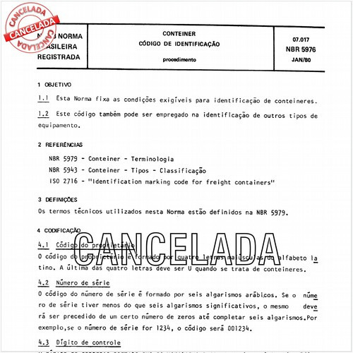 Conteiner - Código de identificação