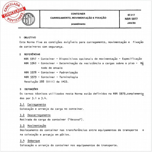 Conteiner - Carregamento, movimentação e fixação