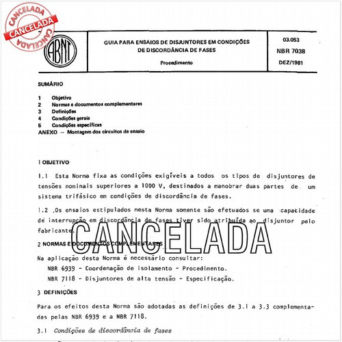 Guia para ensaios de disjuntores em condições de discordância de fases