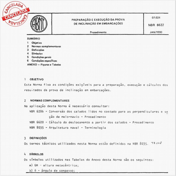 Preparação e execução da prova de inclinação em embarcações