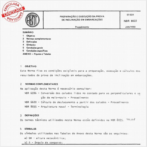 Preparação e execução da prova de inclinação em embarcações