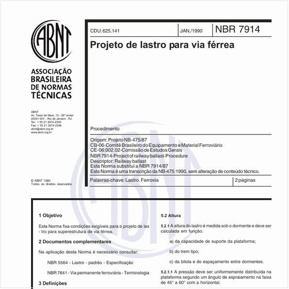 Projeto de lastro para via férrea - Procedimento