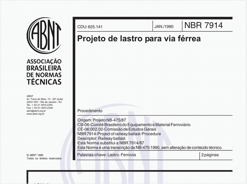 Projeto de lastro para via férrea - Procedimento