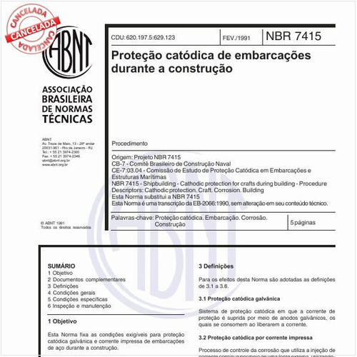 Proteção catódica de embarcações durante a construção