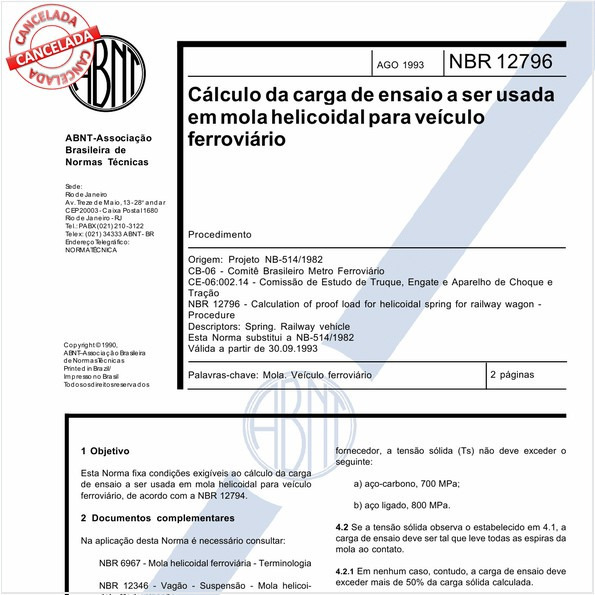 Cálculo da carga de ensaio a ser usada em mola helicoidal para veículo ferroviário