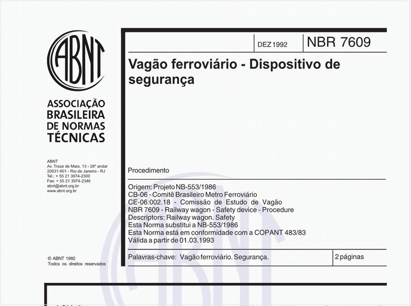 Vagão ferroviário - Dispositivo de segurança