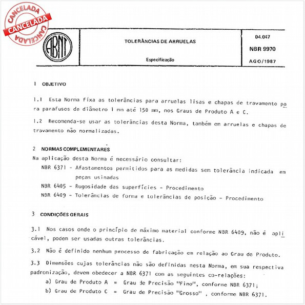 Tolerância de arruelas