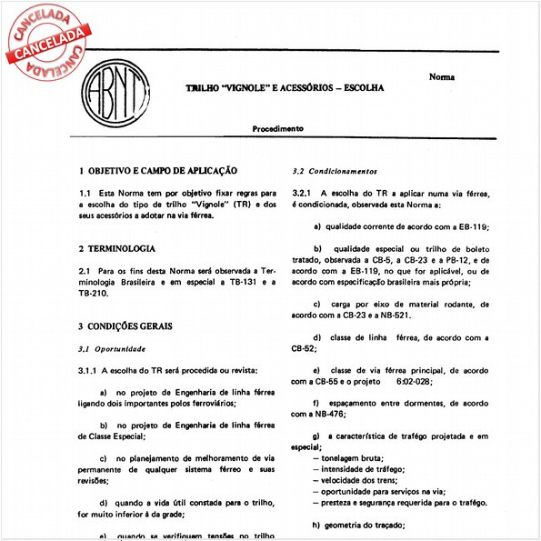 Trilho "vignole" e acessórios - Escolha