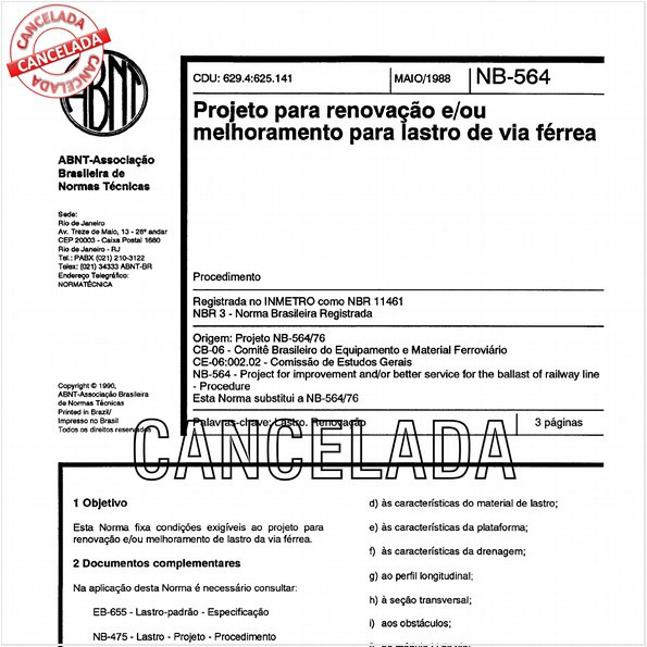 Projeto para renovação e/ou melhoramento para lastro de via férrea