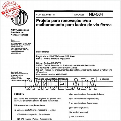 Projeto para renovação e/ou melhoramento para lastro de via férrea