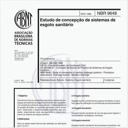 Estudo de concepção de sistemas de esgoto sanitário - Procedimento