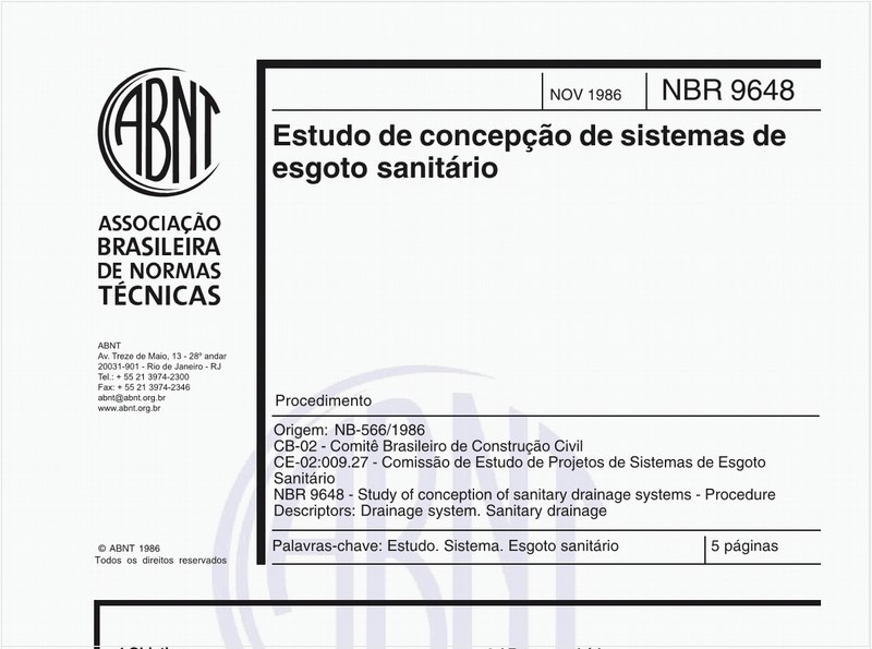 Estudo de concepção de sistemas de esgoto sanitário - Procedimento