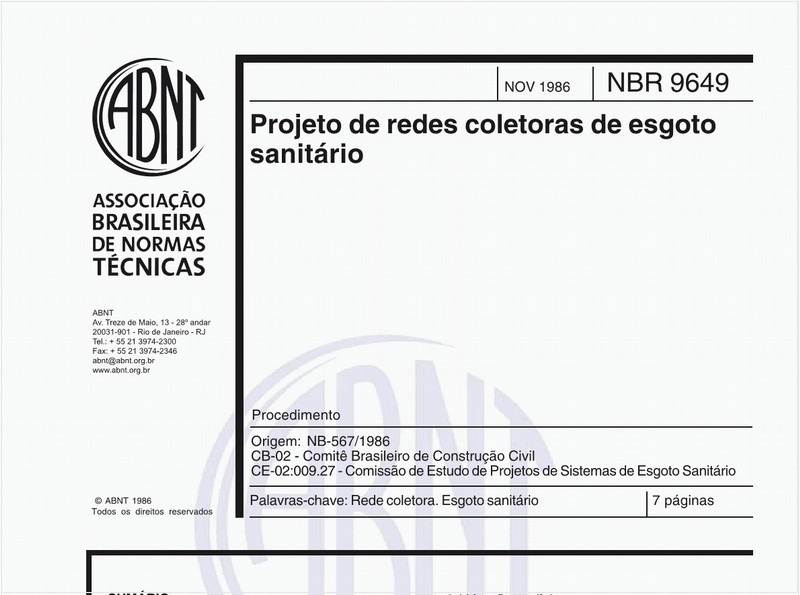 Projeto de redes coletoras de esgoto sanitário - Procedimento