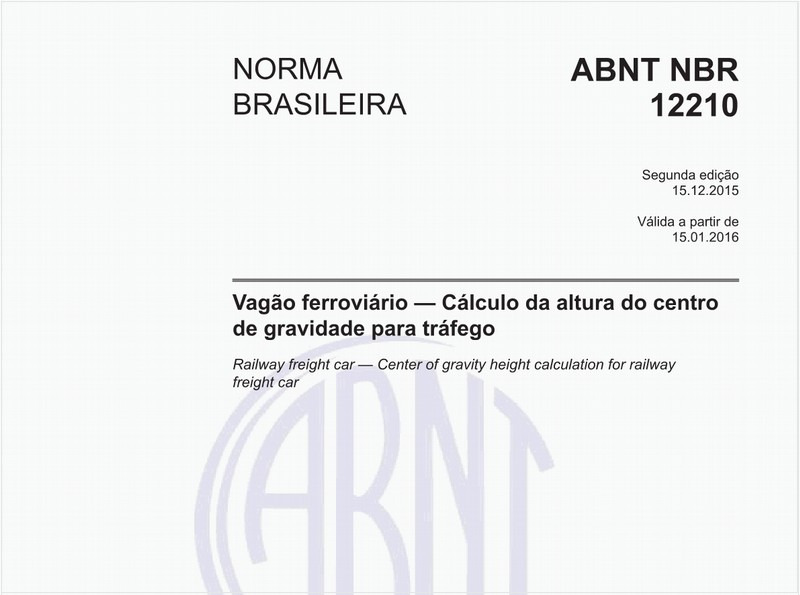 Vagão ferroviário — Cálculo da altura do centro de gravidade para tráfego