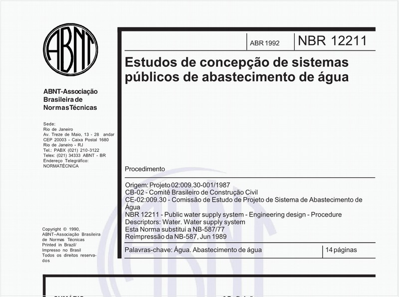 Estudos de concepção de sistemas públicos de abastecimento de água - Procedimento