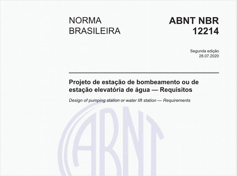 Projeto de estação de bombeamento ou de estação elevatória de água — Requisitos