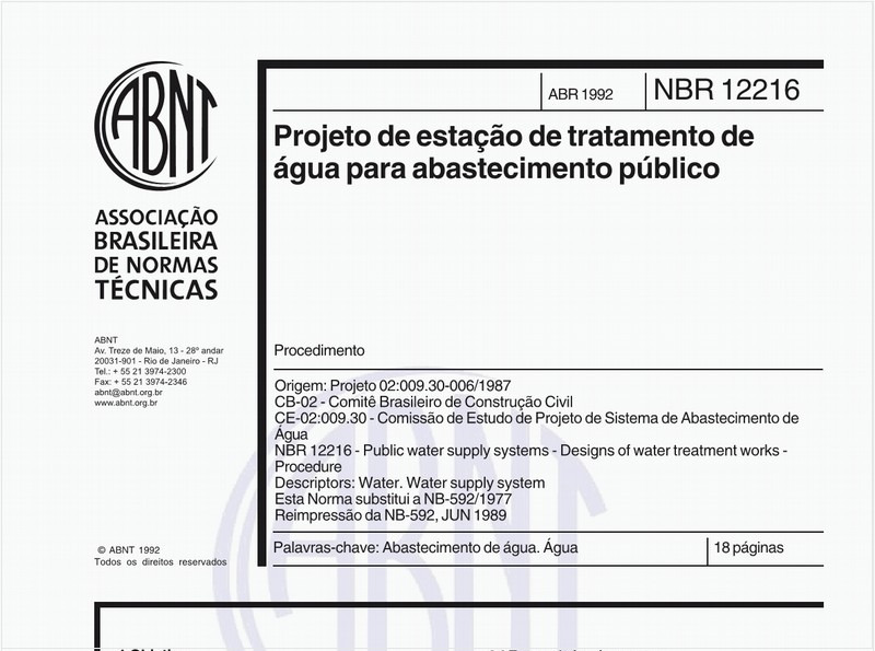 Projeto de estação de tratamento de água para abastecimento público - Procedimento