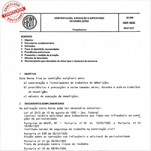 Contratação, execução e supervisão de demolições