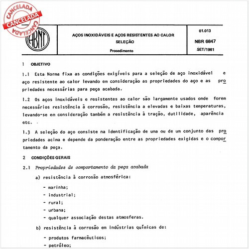 Aços inoxidáveis e aços resistentes ao calor - Seleção