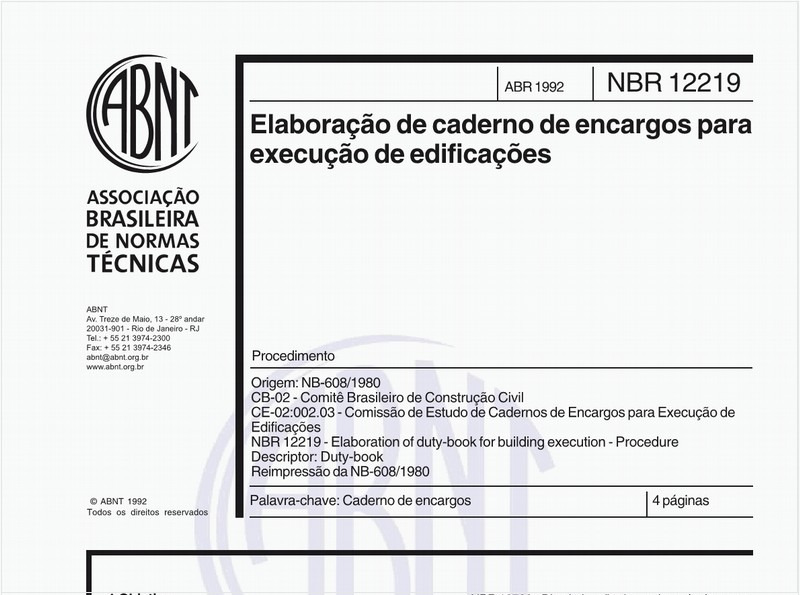 Elaboração de caderno de encargos para execução de edificações - Procedimento
