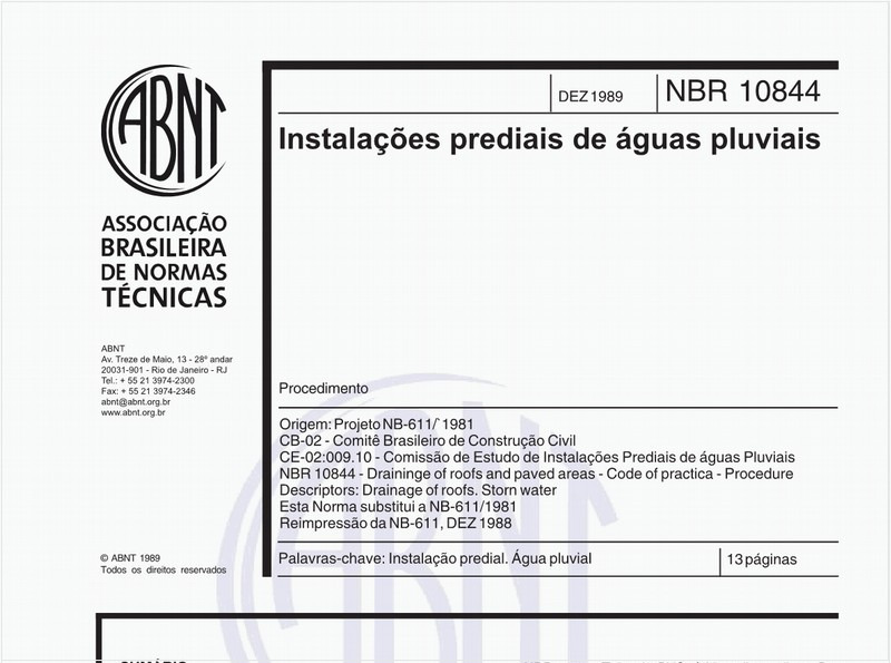 Instalações prediais de águas pluviais - Procedimento