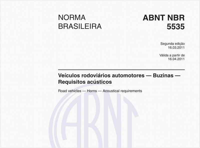 Veículos rodoviários automotores — Buzinas — Requisitos acústicos