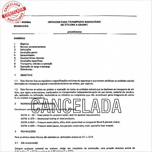 Unidades para transporte rodoviário de etileno a granel