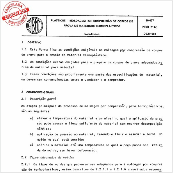 Plásticos - Moldagem por compressão de corpos-de-prova de materiais termoplásticos