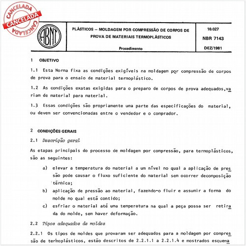 Plásticos - Moldagem por compressão de corpos-de-prova de materiais termoplásticos