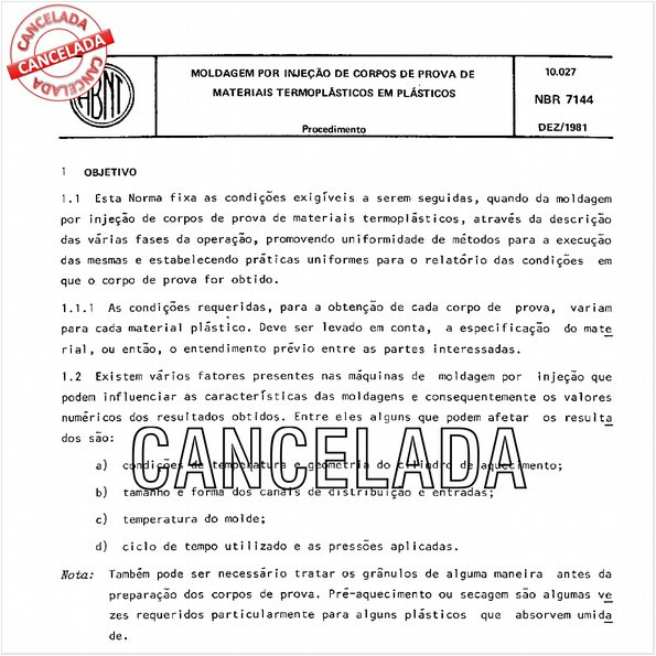 Moldagem por injeção de corpos-de-prova de materiais termoplásticos em plásticos