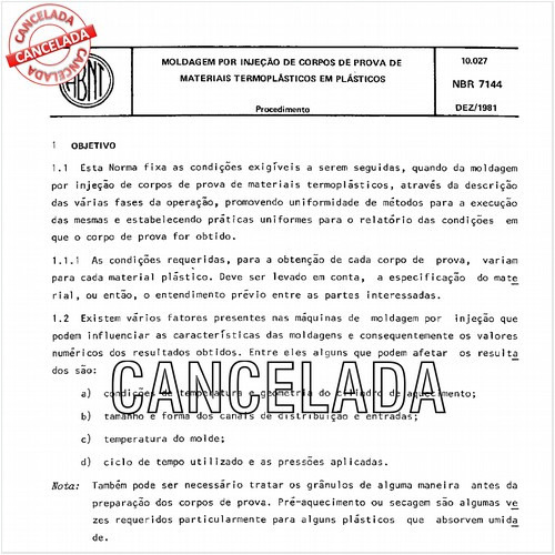 Moldagem por injeção de corpos-de-prova de materiais termoplásticos em plásticos