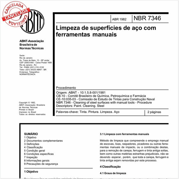 Limpeza de superfícies de aço com ferramentas manuais 