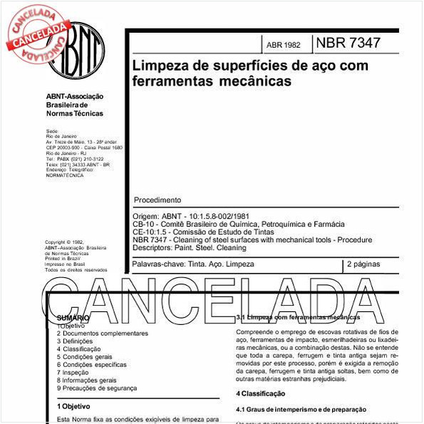 Limpeza de superfícies de aço com ferramentas mecânicas 