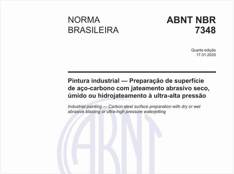 Pintura industrial - Preparação de superfície de aço-carbono com jateamento abrasivo seco, úmido ou hidrojateamento à ultra-alta pressão