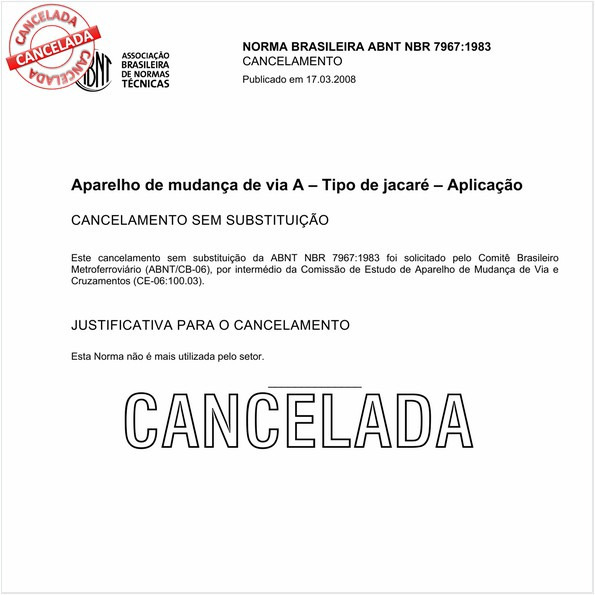 Aparelho de mudança de via A - Tipo de jacaré - Aplicação