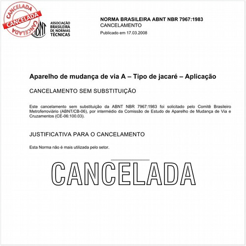 Aparelho de mudança de via A - Tipo de jacaré - Aplicação