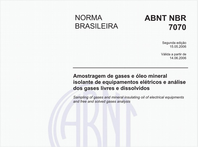 Amostragem de gases e óleo mineral isolantes de equipamentos elétricos e análise dos gases livres e dissolvidos