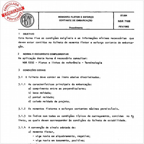 Momento fletor e esforço cortante de embarcação