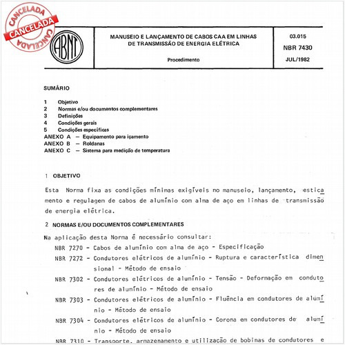 Manuseio e lançamento de cabos CAA em linhas de transmissão de energia elétrica