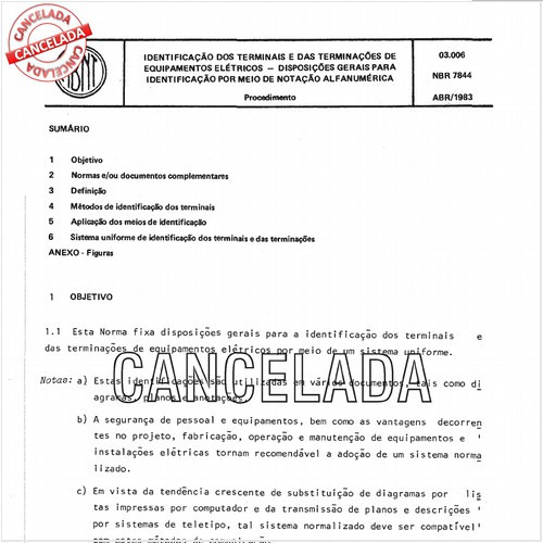 Identificação dos terminais e das terminações de equipamentos elétricos - Disposições gerais para identificação por meio de notação alfanumérica