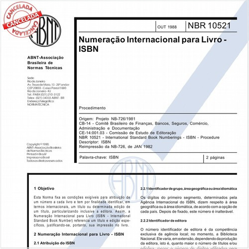 Numeração internacional para livro - ISBN