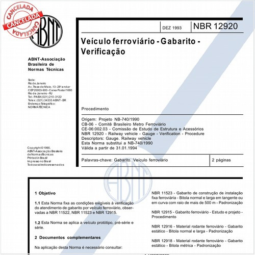 Veículo ferroviário - Gabarito - Verificação