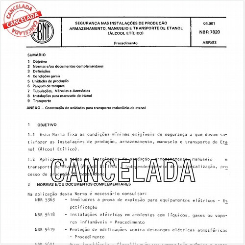 Segurança nas instalações de produção, armazenamento, manuseio e transporte de etanol (álcool etílico)