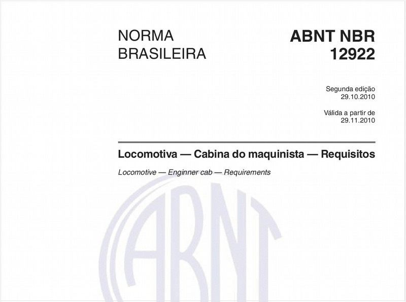 Locomotiva — Cabina do maquinista — Requisitos