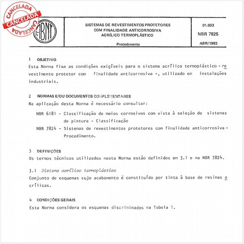 Sistemas de revestimentos protetores com finalidade anticorrosiva - Acrílico termoplástico