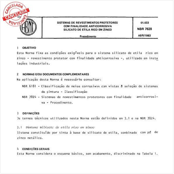 Sistemas de revestimentos protetores com finalidade anticorrosiva - Silicato de etila rico em zinco