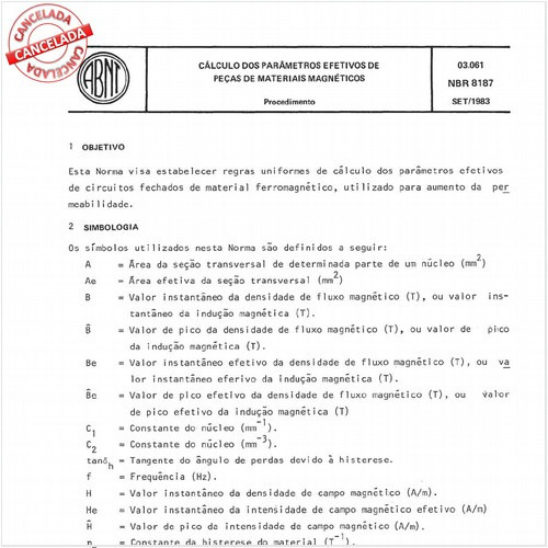 Cálculo dos parâmetros efetivos de peças de materiais magnéticos