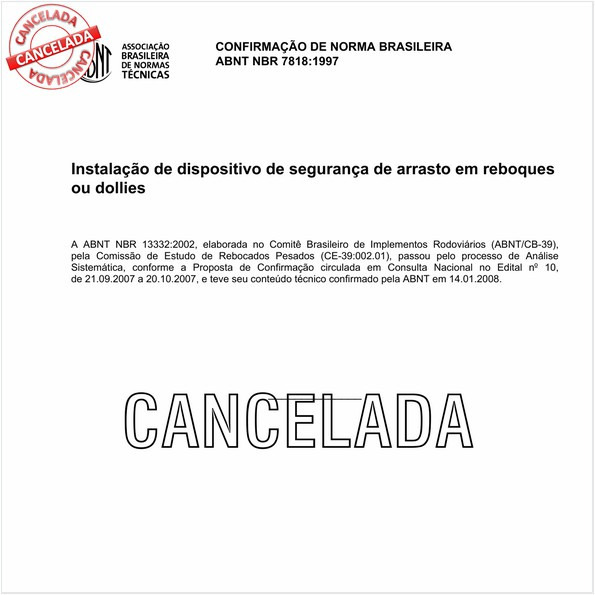 Instalação de dispositivo de segurança de arrasto em reboques ou dollies